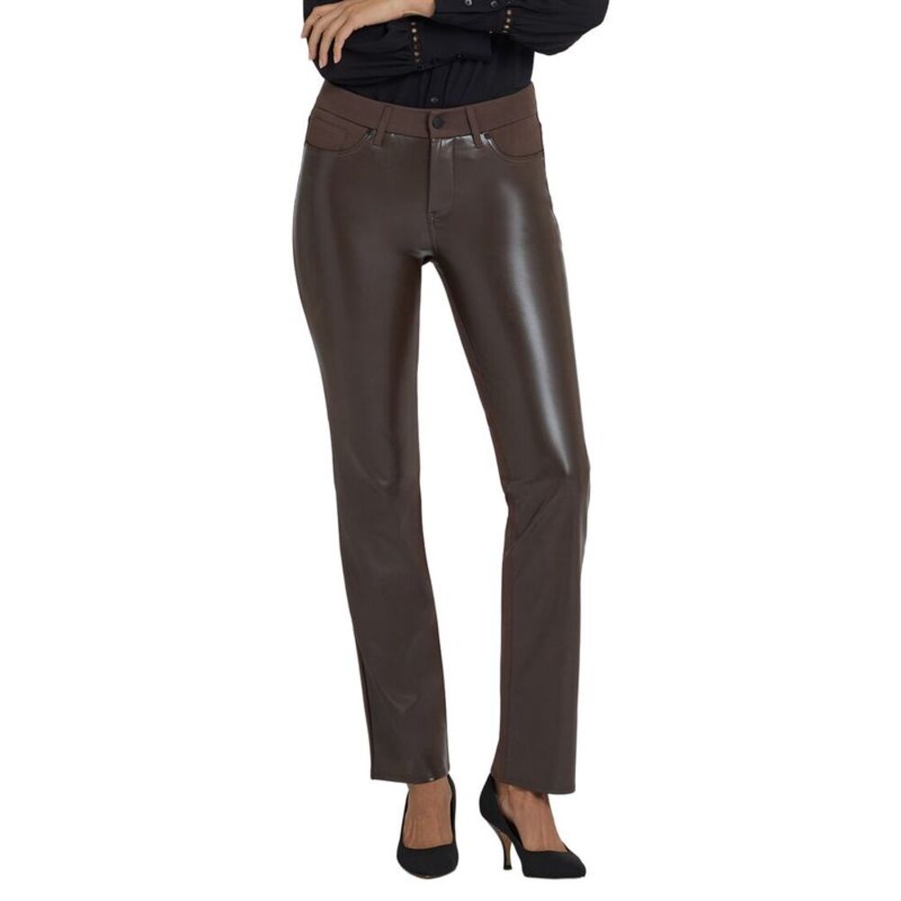 Nydj Womens Marilyn Coffee Bean Straight Leg Jean
